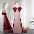Luxury Pink Burgundy Mermaid Evening Dress with Cape SS446