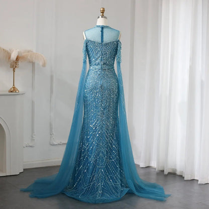 Luxury Evening Dress with Cape Sleeves SS205