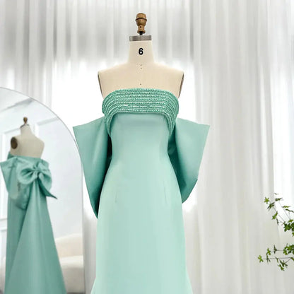 Luxury Lilac Beaded Evening Dress with Bow Cape SS319