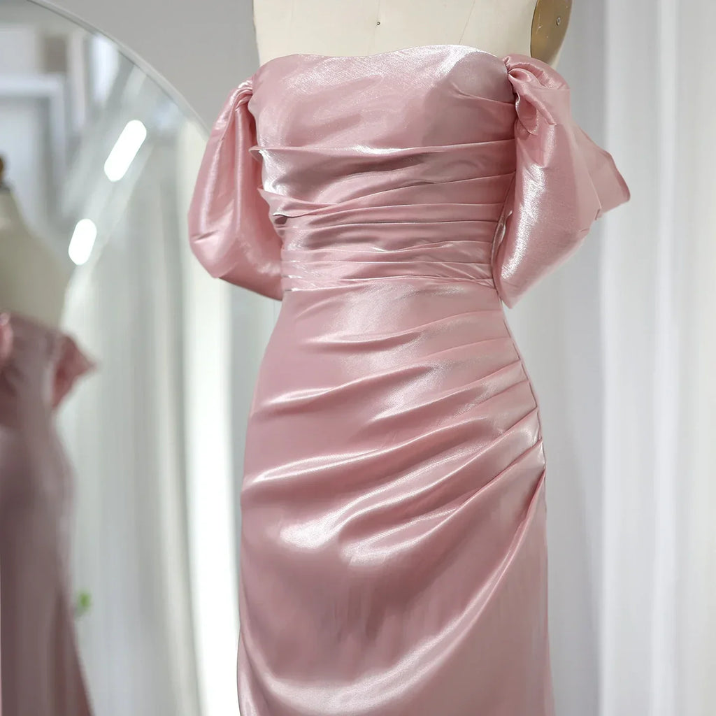 Elegant Off Shoulder Beige Mermaid Evening Dress SF001