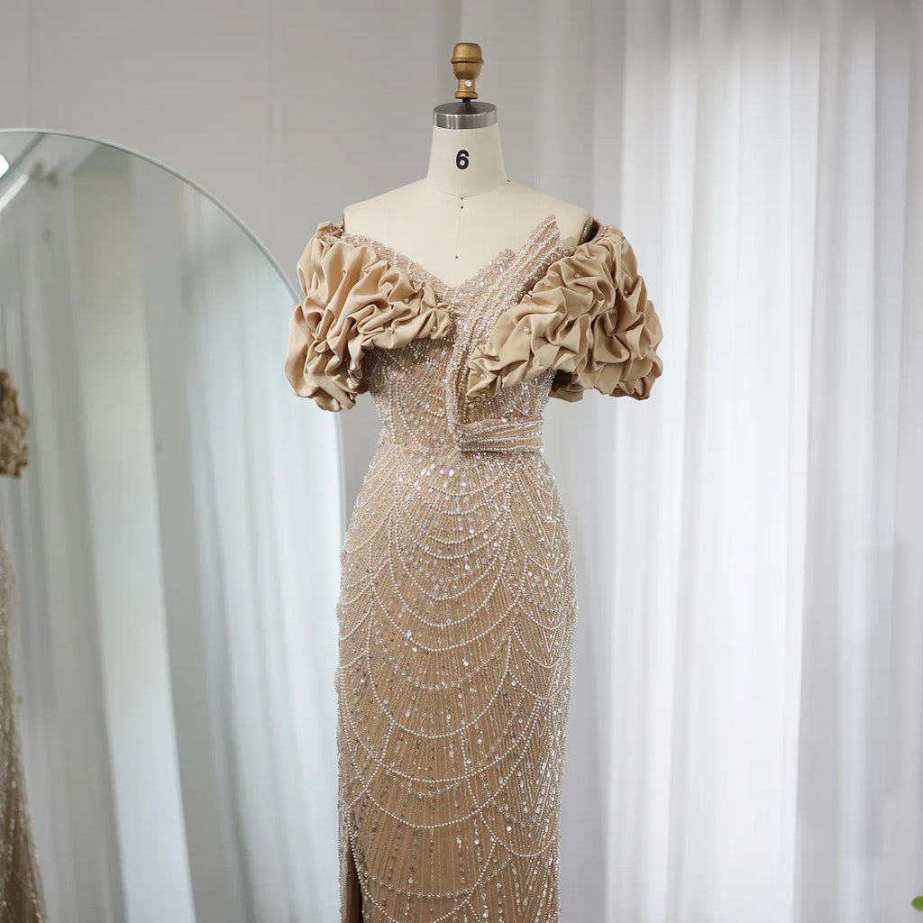 Elegant Sage Green Off Shoulder Mermaid Evening Dress SS288