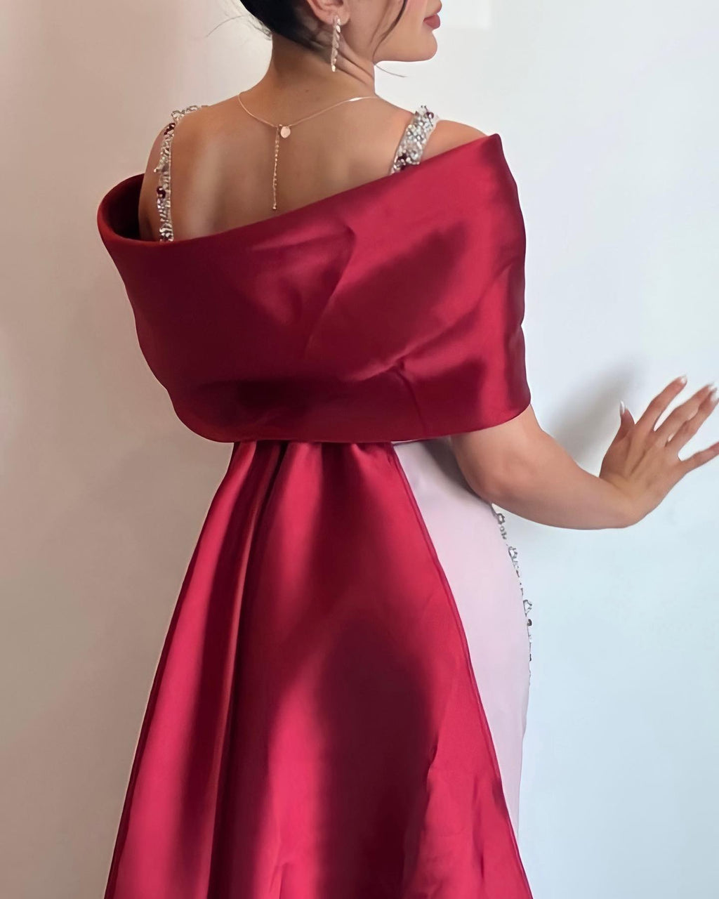 Luxury Pink Burgundy Mermaid Evening Dress with Cape SS446