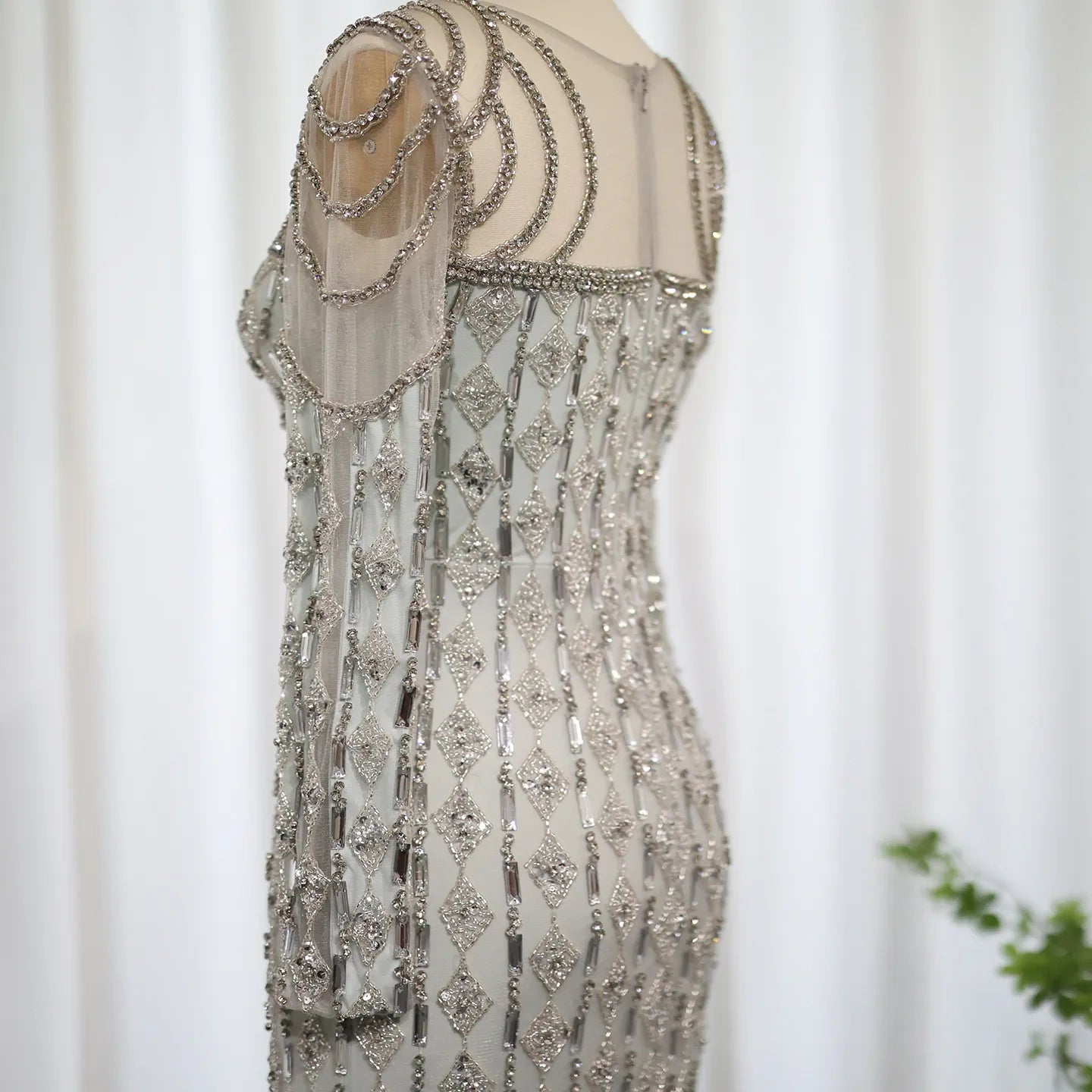 Luxury Sage Green Long Sleeves Mermaid Evening Dress SS398