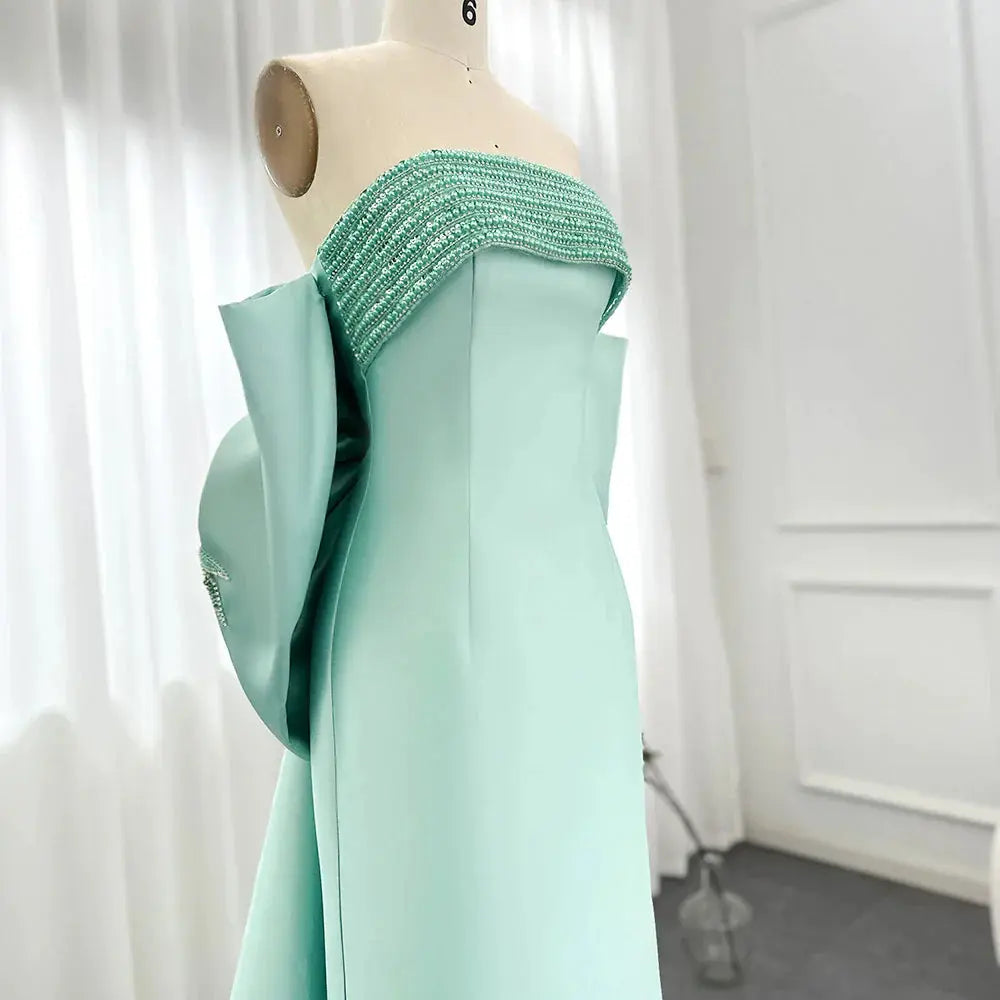 Luxury Lilac Beaded Evening Dress with Bow Cape SS319