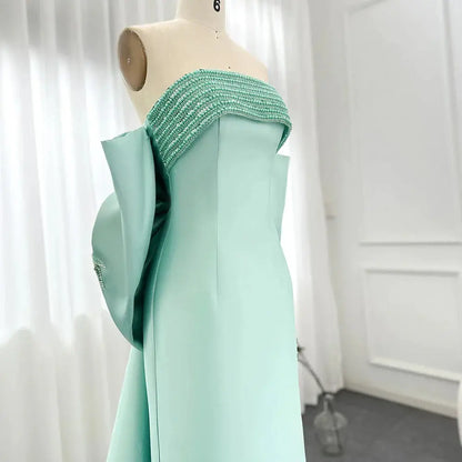 Luxury Lilac Beaded Evening Dress with Bow Cape SS319