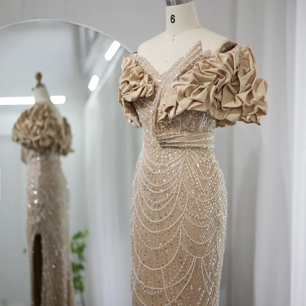Elegant Sage Green Off Shoulder Mermaid Evening Dress SS288