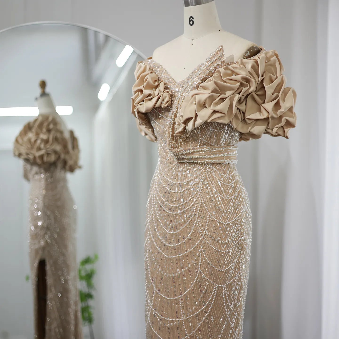 Elegant Sage Green Off Shoulder Mermaid Evening Dress SS288