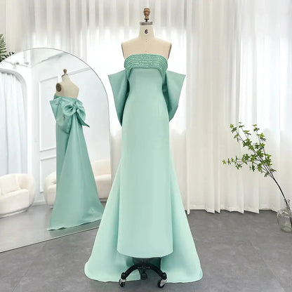 Luxury Lilac Beaded Evening Dress with Bow Cape SS319