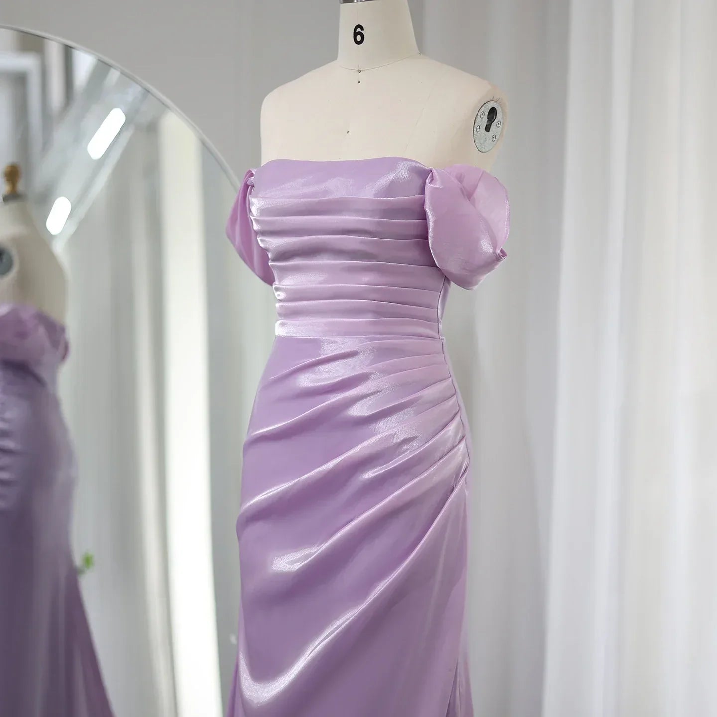 Elegant Off Shoulder Beige Mermaid Evening Dress SF001
