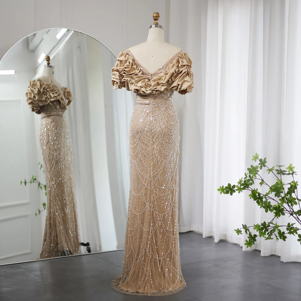 Elegant Sage Green Off Shoulder Mermaid Evening Dress SS288