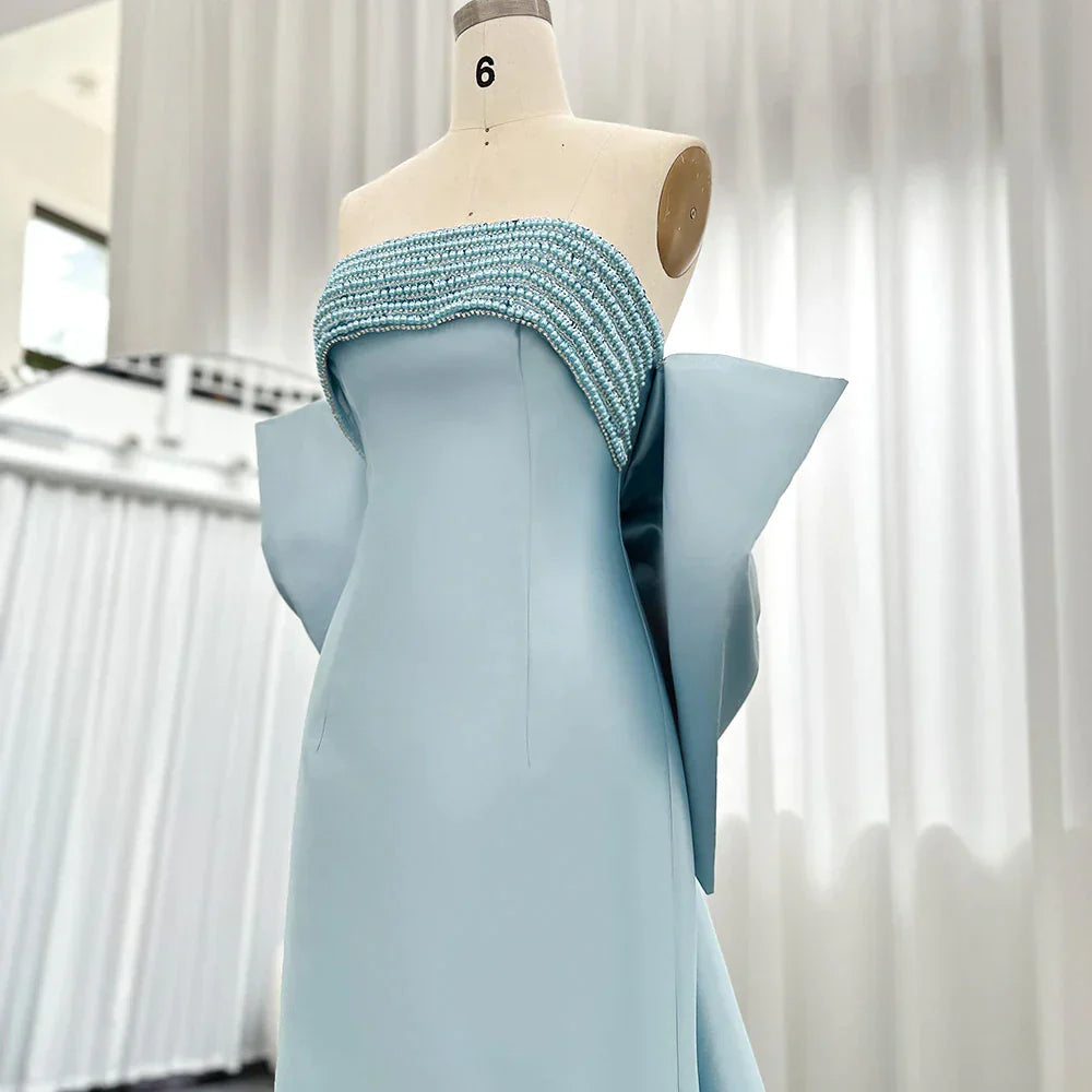 Luxury Beaded Lilac Evening Dresses with Bow Cape SS319