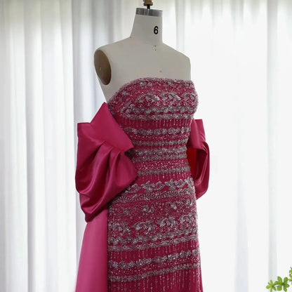 Luxury Sage Green Beaded Evening Dress with Cape SS238