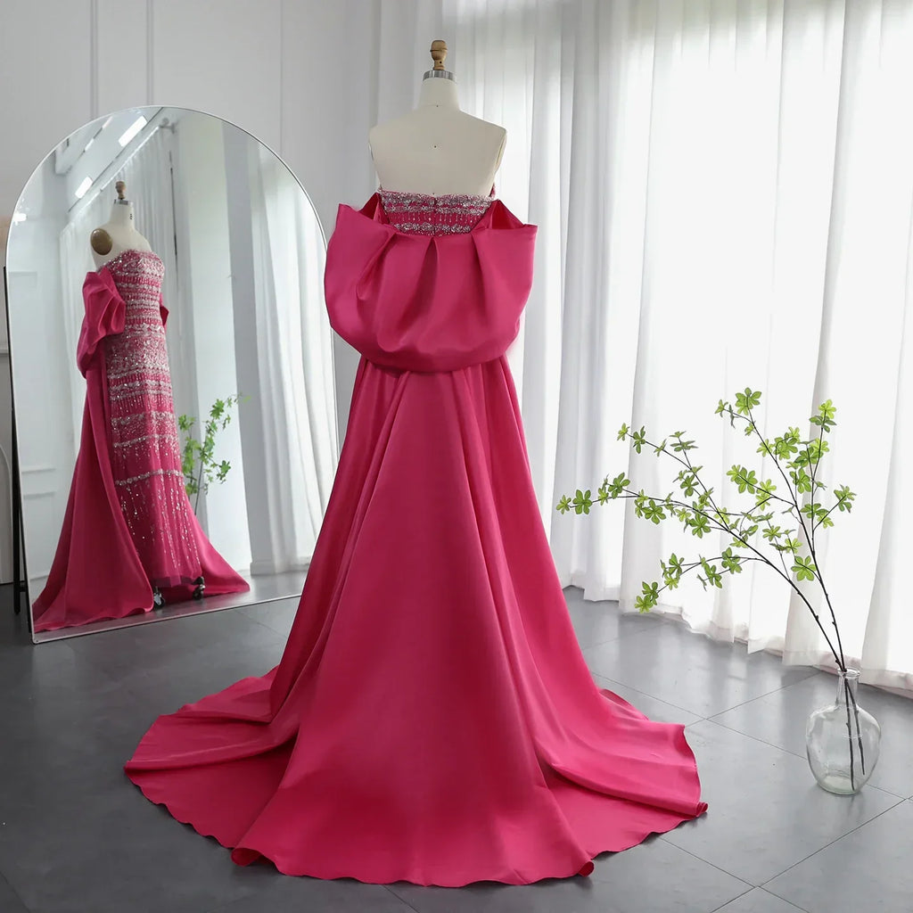 Luxury Beaded Sage Green Evening Dresses with Cape SS238