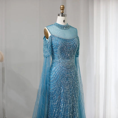 Luxury Evening Dress with Cape Sleeves SS205
