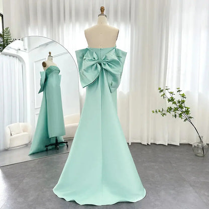 Luxury Lilac Beaded Evening Dress with Bow Cape SS319