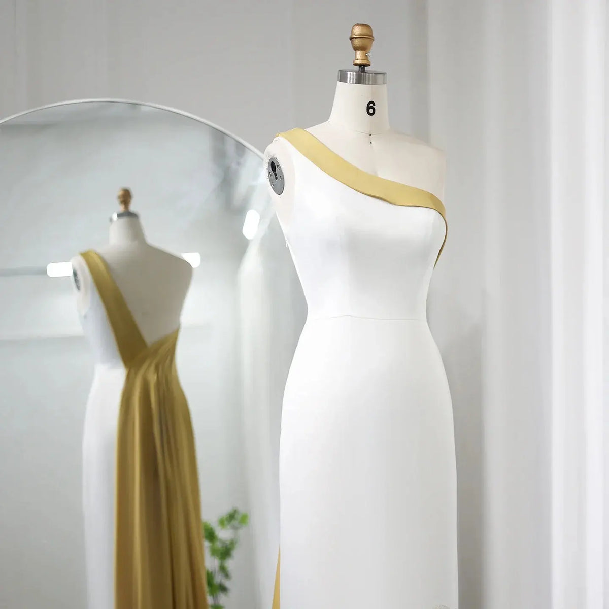 Luxury Butterfly Beaded One Shoulder White Evening Dress SS475