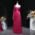 Luxury Fuchsia One Shoulder Evening Dress with Cap SF029