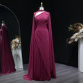 Elegant Purple Mermaid Evening Dress with cap and ruffles SF085