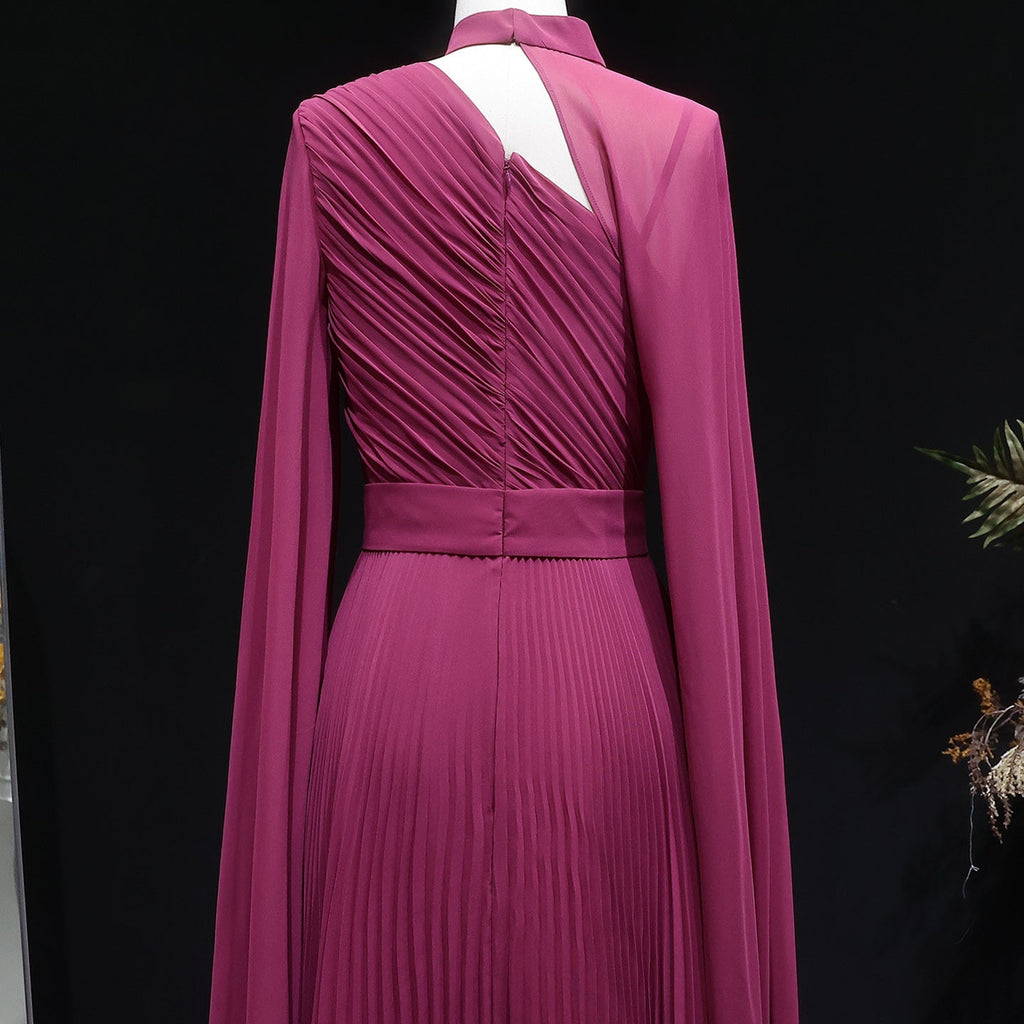 Elegant Purple Mermaid Evening Dress with cap and ruffles SF085