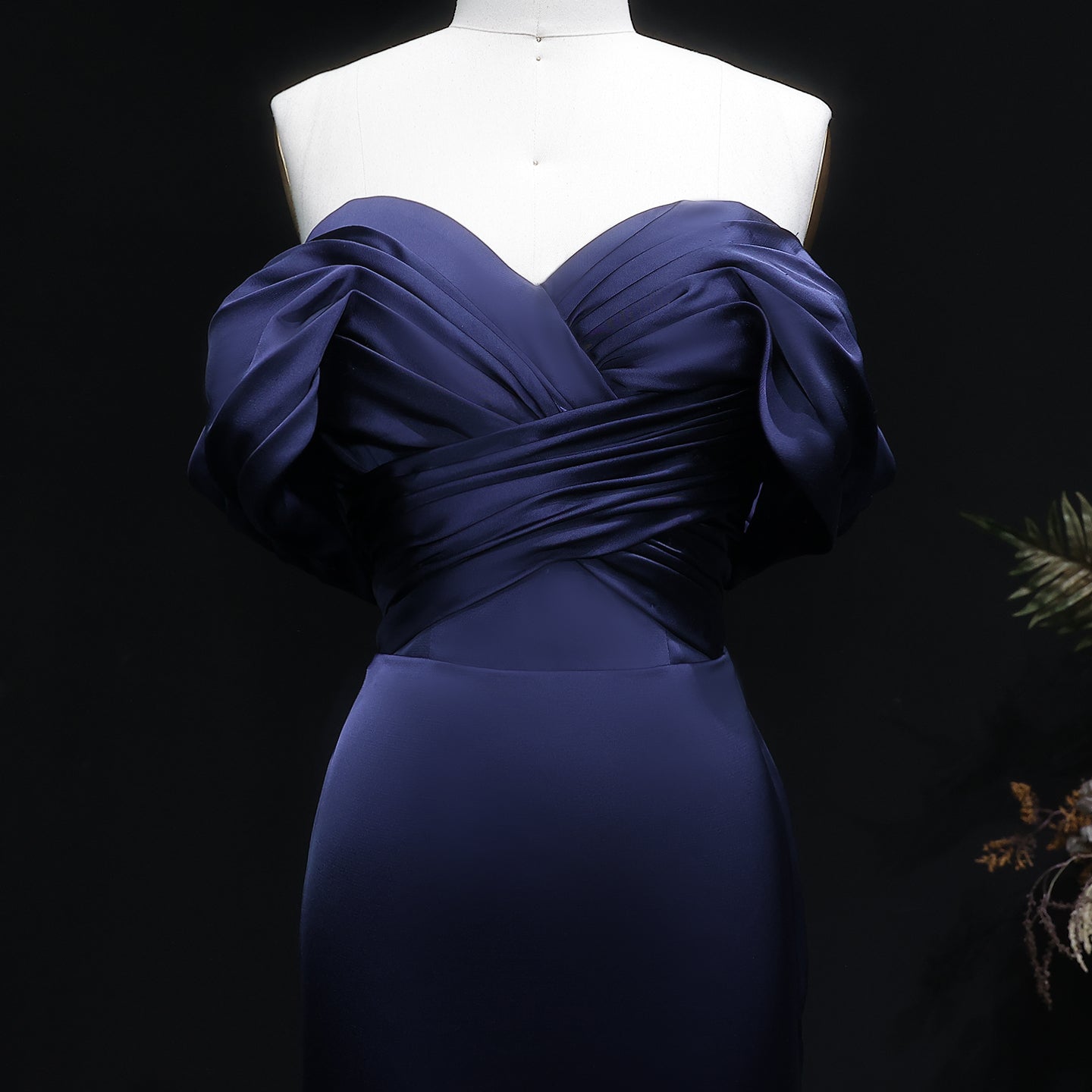 Luxury Lilac Off Shoulder Draped Evening Dress with Overskirt SF096