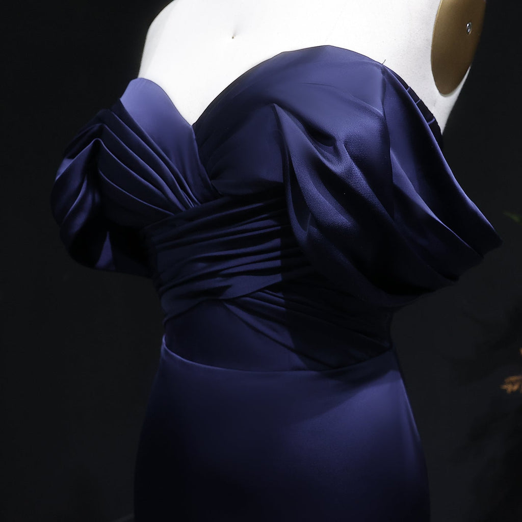 Luxury Lilac Off Shoulder Draped Evening Dress with Overskirt SF096