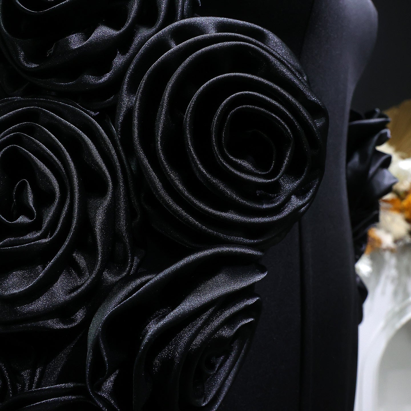 Elegant 3D Floral Black Mermaid Evening Dress SF115
