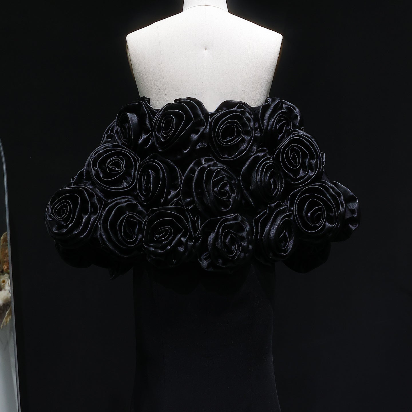 Elegant 3D Floral Black Mermaid Evening Dress SF115