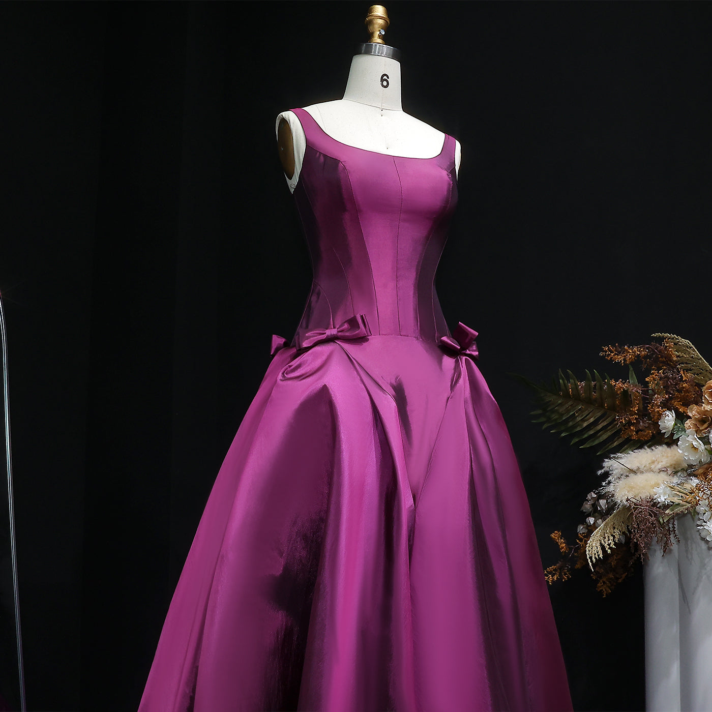 Luxury Emerald Green Evening Dress with Overskirt and Bow SF124