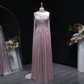 Pink One-Shoulder Sheer Waist-Fitted Elegant Evening Dress SF235