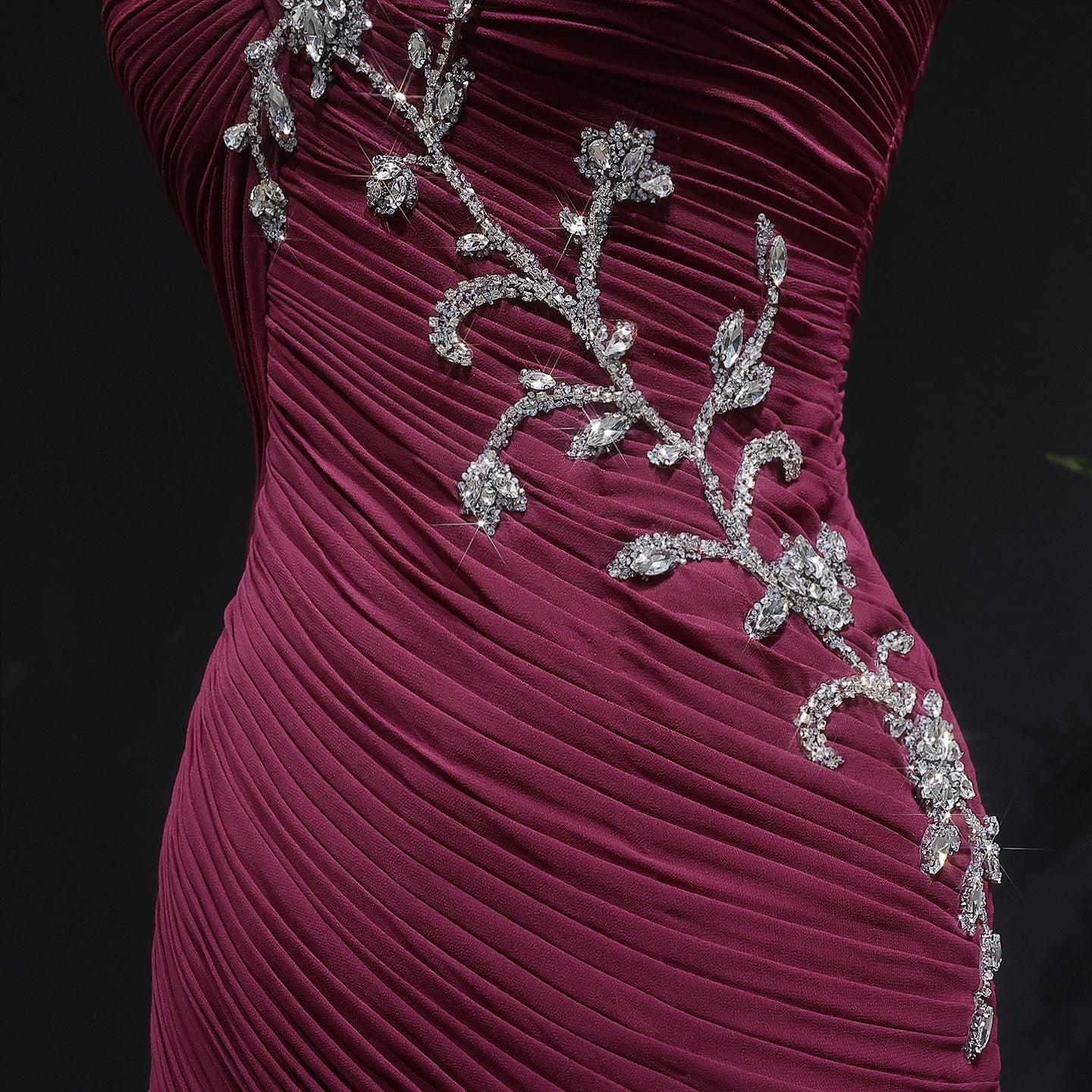 Elegant Light Pink Draped One Shoulder Evening Dress with Cap SF249