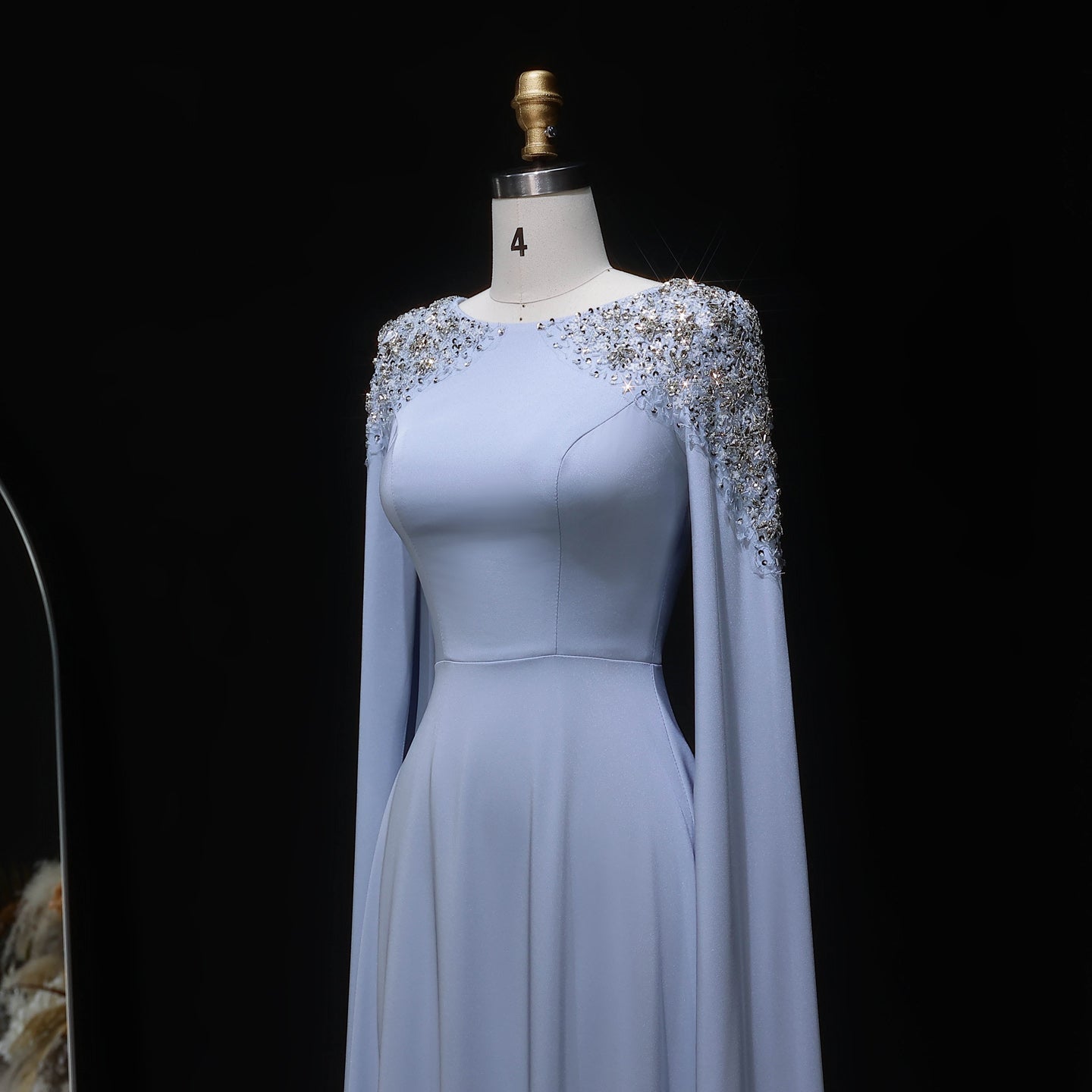 Elegant White Mermaid Evening Dress with Cape Sleeves SF280