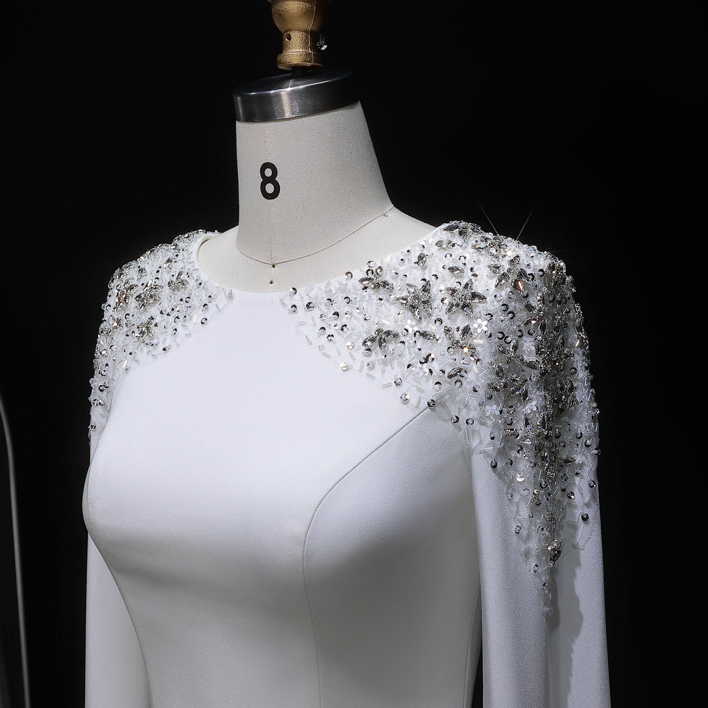 Elegant White Mermaid Evening Dress with Cape Sleeves SF280