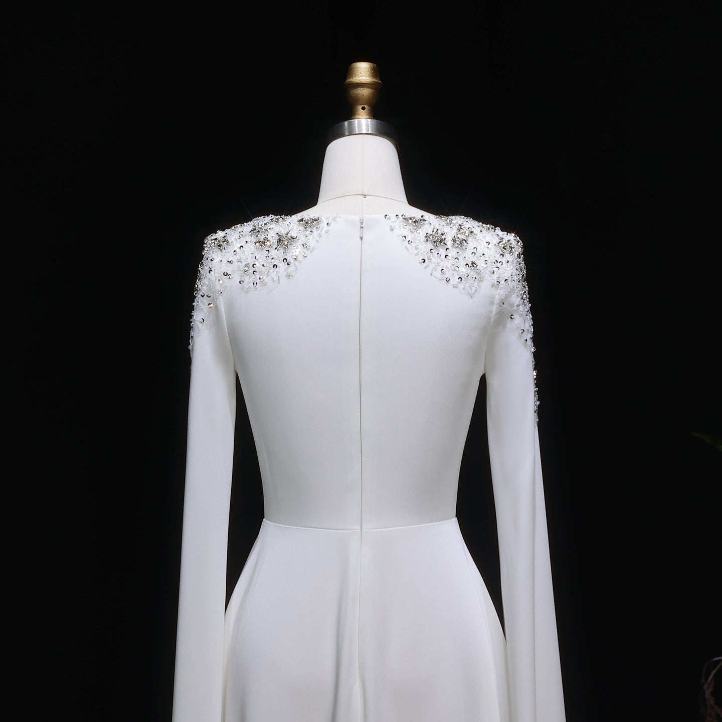 Elegant White Mermaid Evening Dress with Cape Sleeves SF280