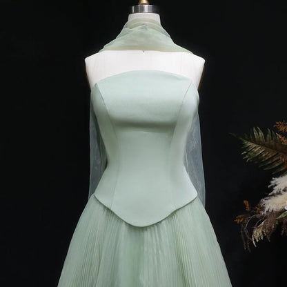 Elegant Green Strapless 3D Flowers Evening Dress SF300