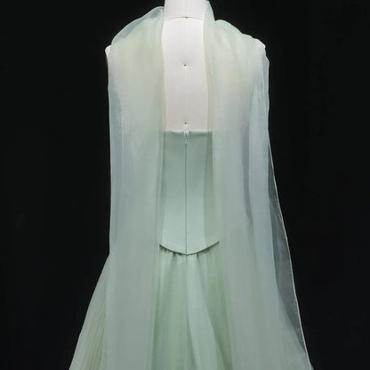 Elegant Green Strapless 3D Flowers Evening Dress SF300