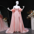 Glamorous 3D Floral Pink Evening Dress with Overskirt SF346