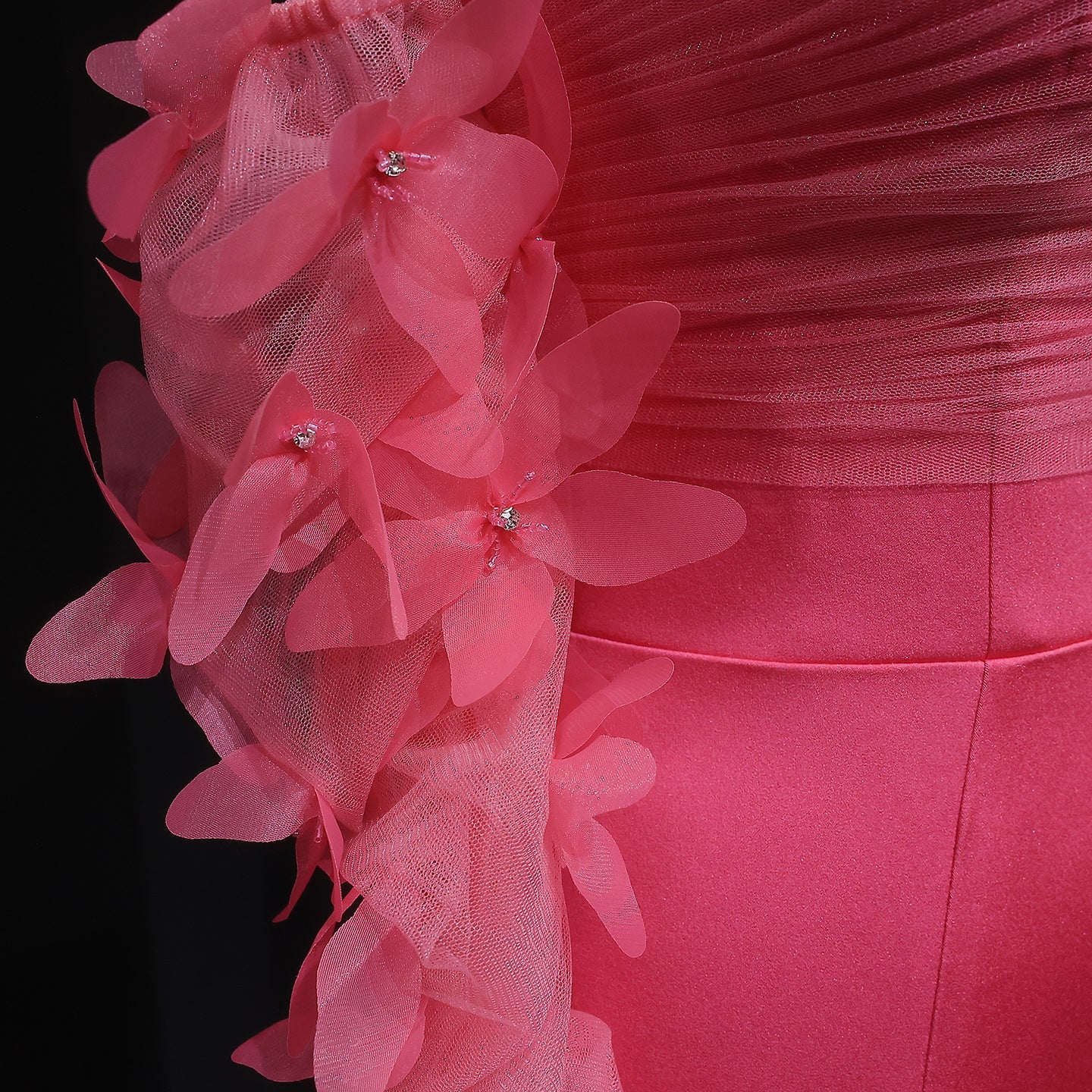 Luxury Pink Strapless 3D Embellished Evening Dress SF375