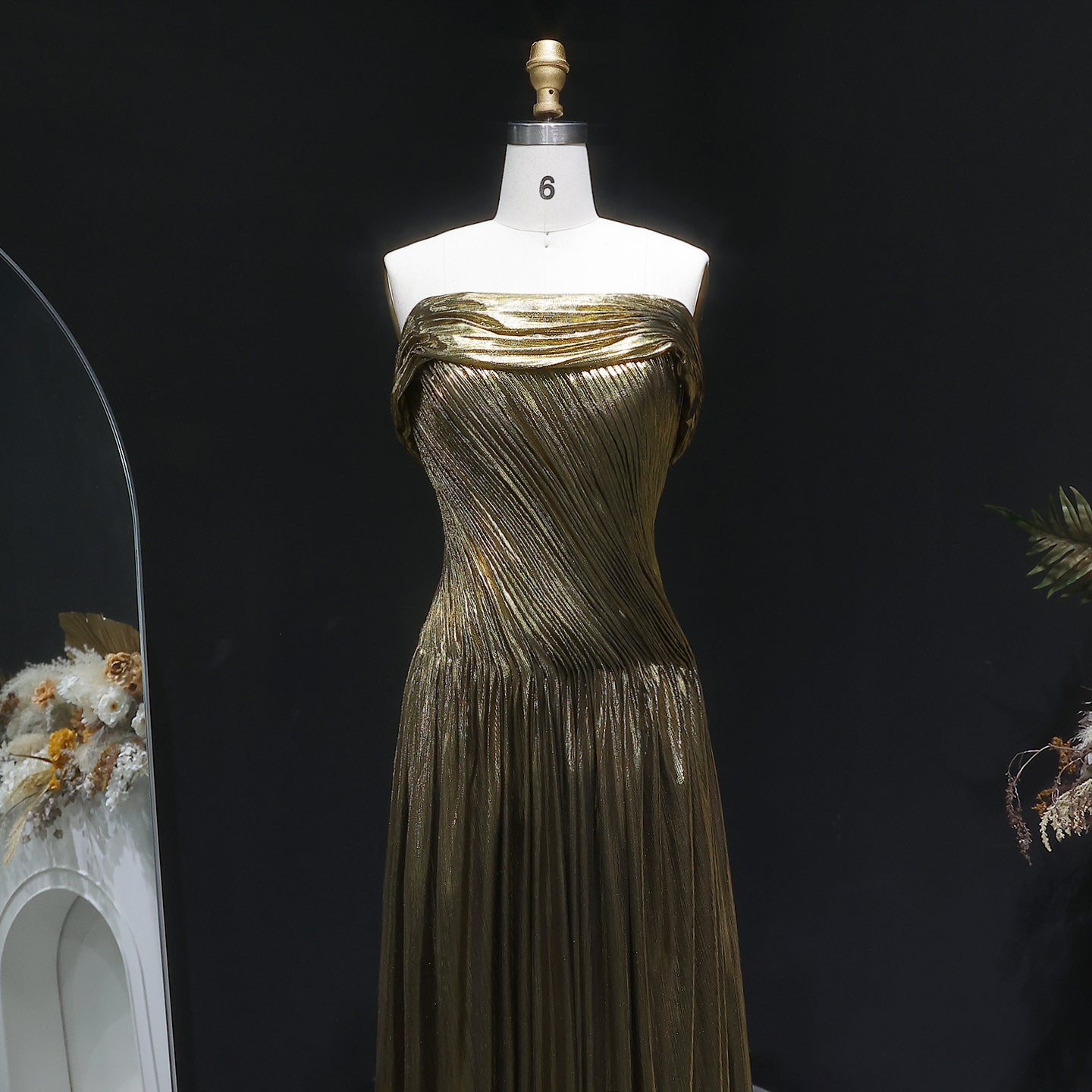 Elegant Off Shoulder Pleated Evening Dress SF392