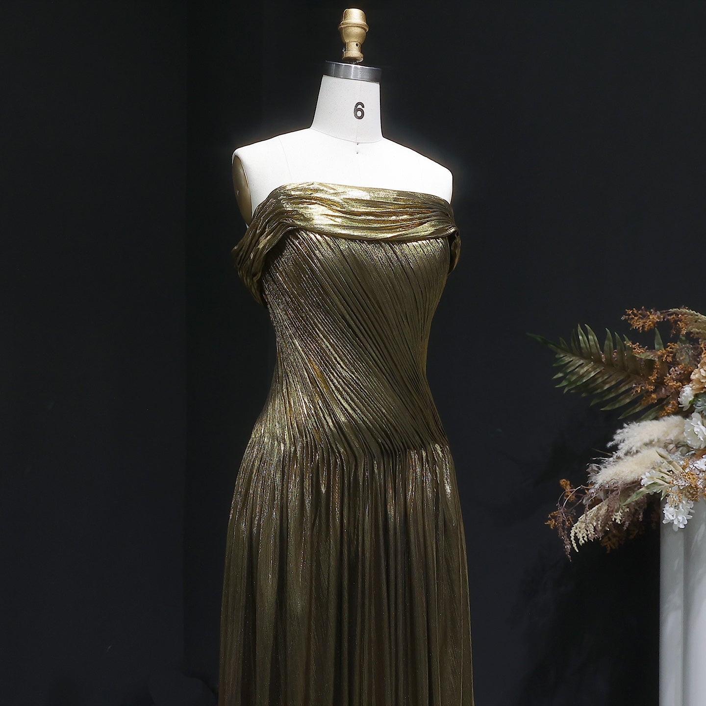 Elegant Off Shoulder Pleated Evening Dress SF392