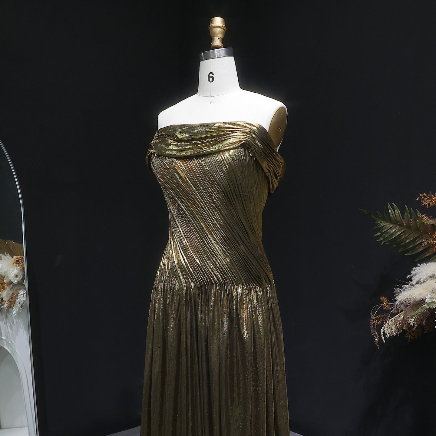 Elegant Off Shoulder Pleated Evening Dress SF392