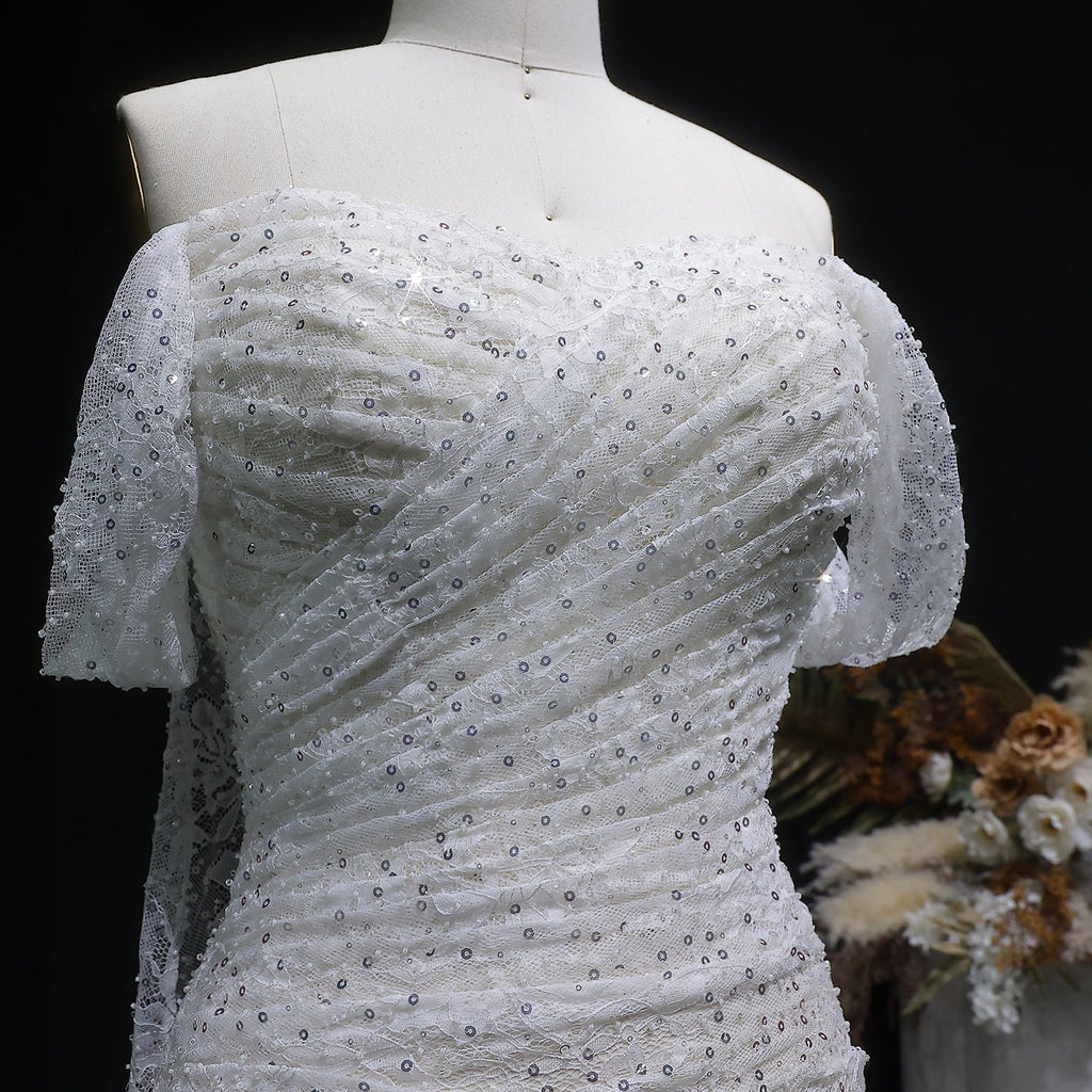Elegant Lace Sequin Off Shoulder Evening dress SF395