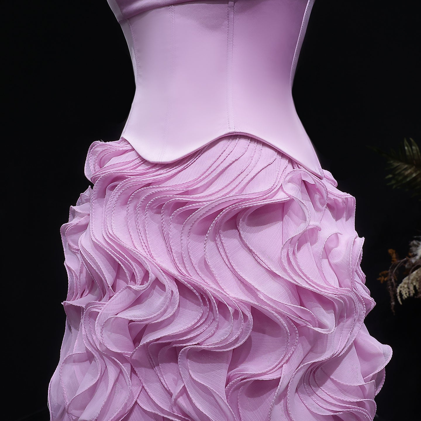 Luxury Pink Strapless Layered Ruched Evening Dress SF452