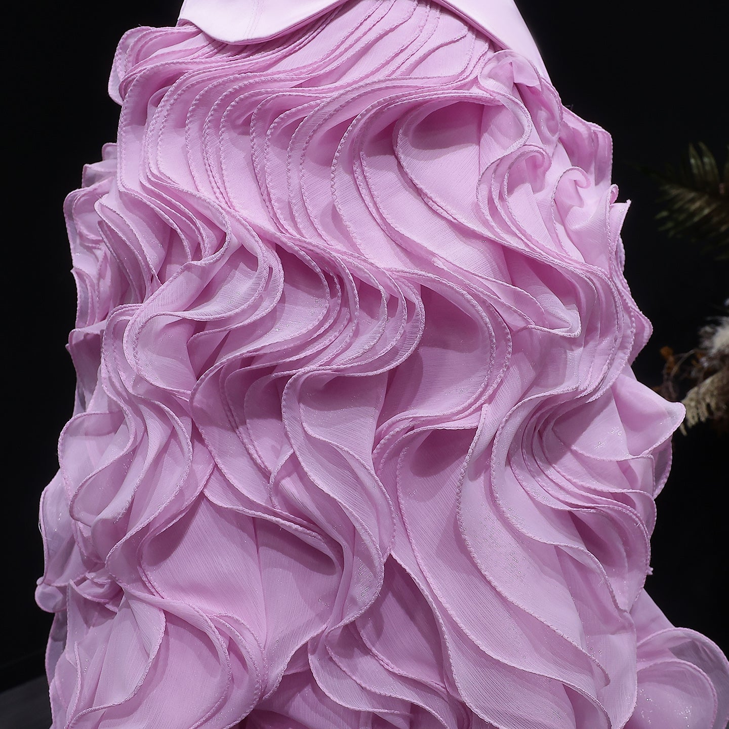 Luxury Pink Strapless Layered Ruched Evening Dress SF452
