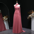 Elegant Strapless Pink Evening Dress with Cape SF482
