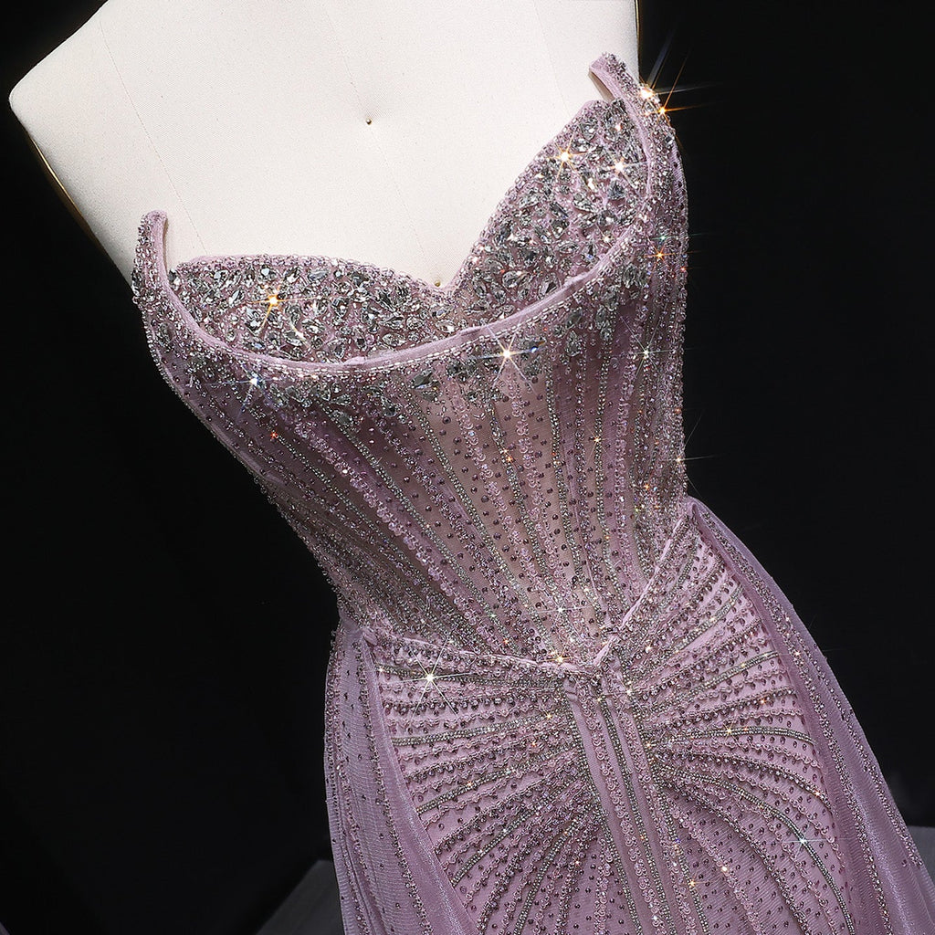 Luxury Champagne Beaded Sweetheart Evening Dress with Overskirt SS002