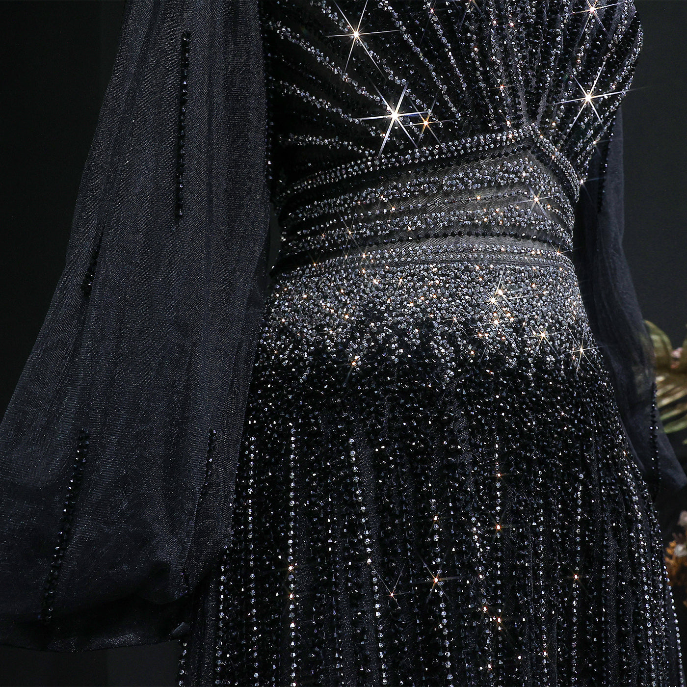 Blue Luxury Sequin Beaded Long Sleeve Evening Dress SS012