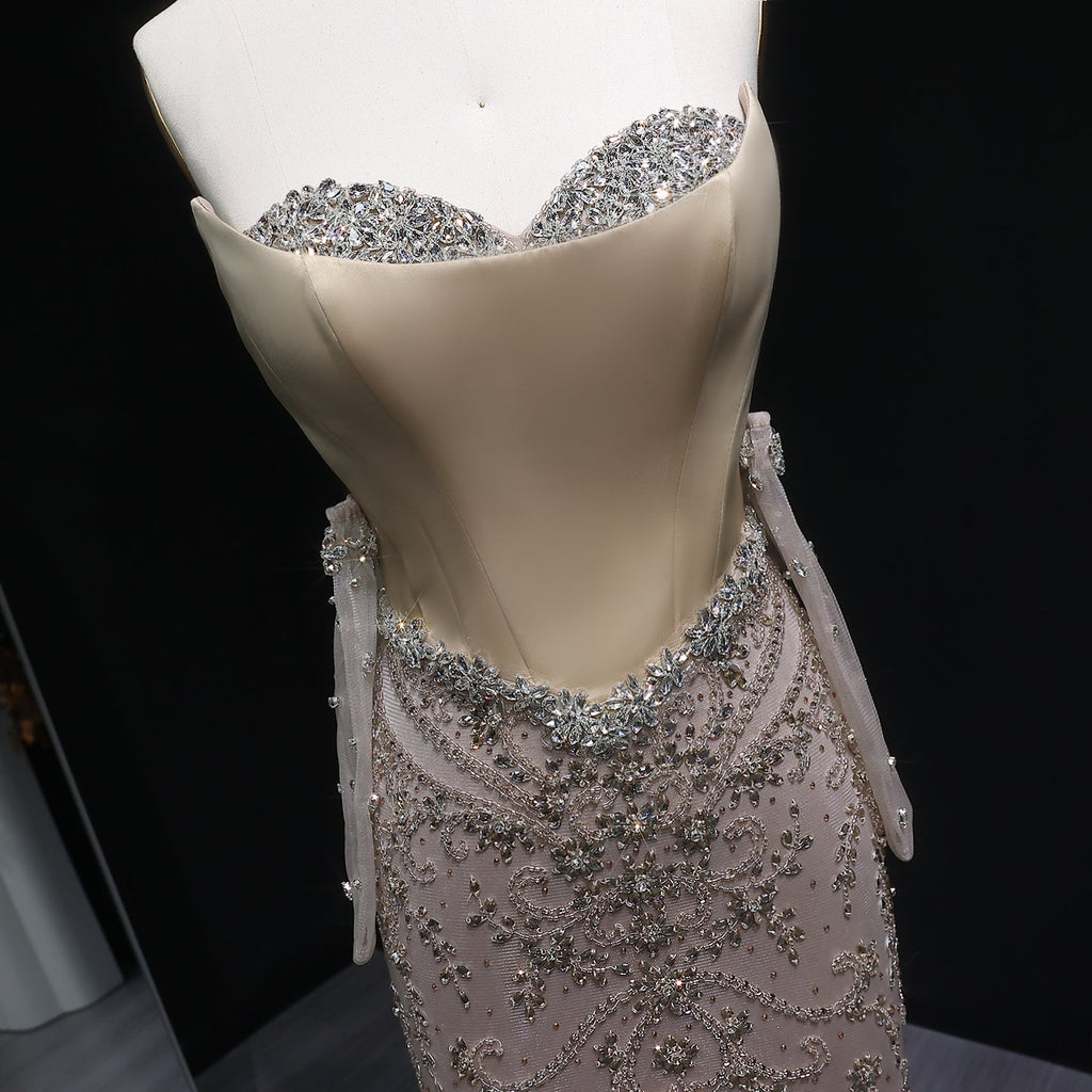 Mermaid Drop Waist Evening Dress with Scarf and Gloves SS069
