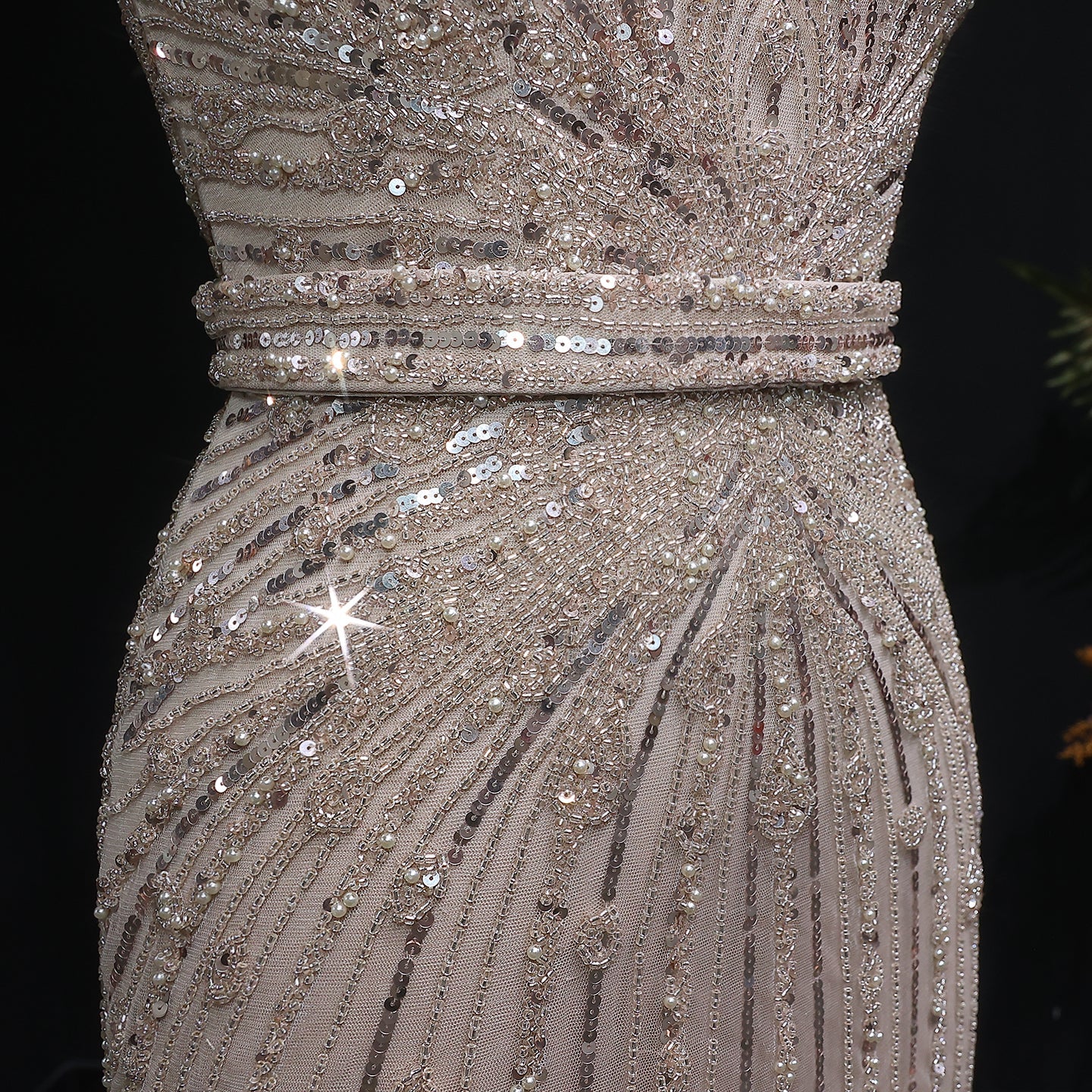 Luxury Wine Red Off-Shoulder Beaded Evening Dress SS109