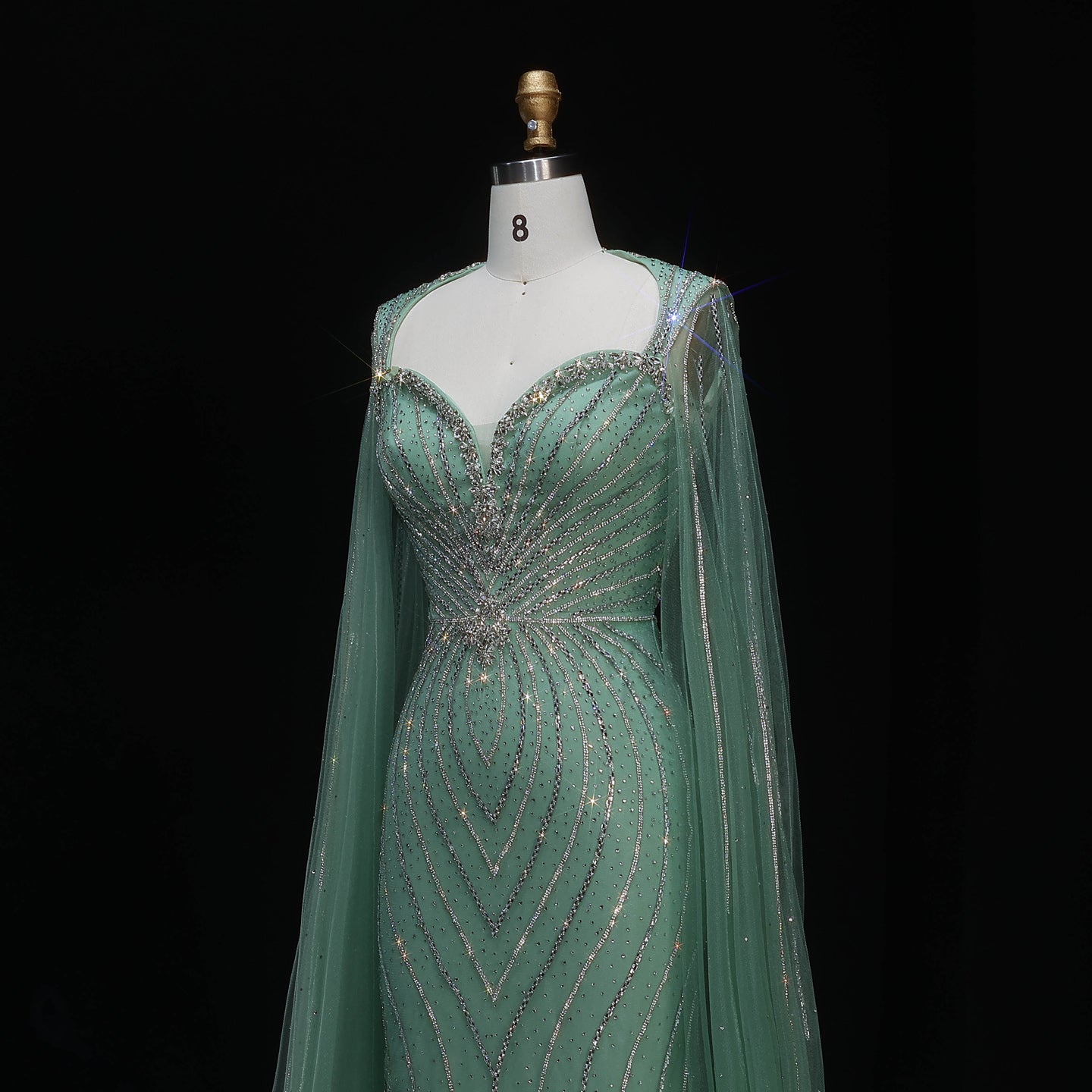 Elegant Pink Sweetheart Beaded Evening Dress with Cape Sleeve SS130