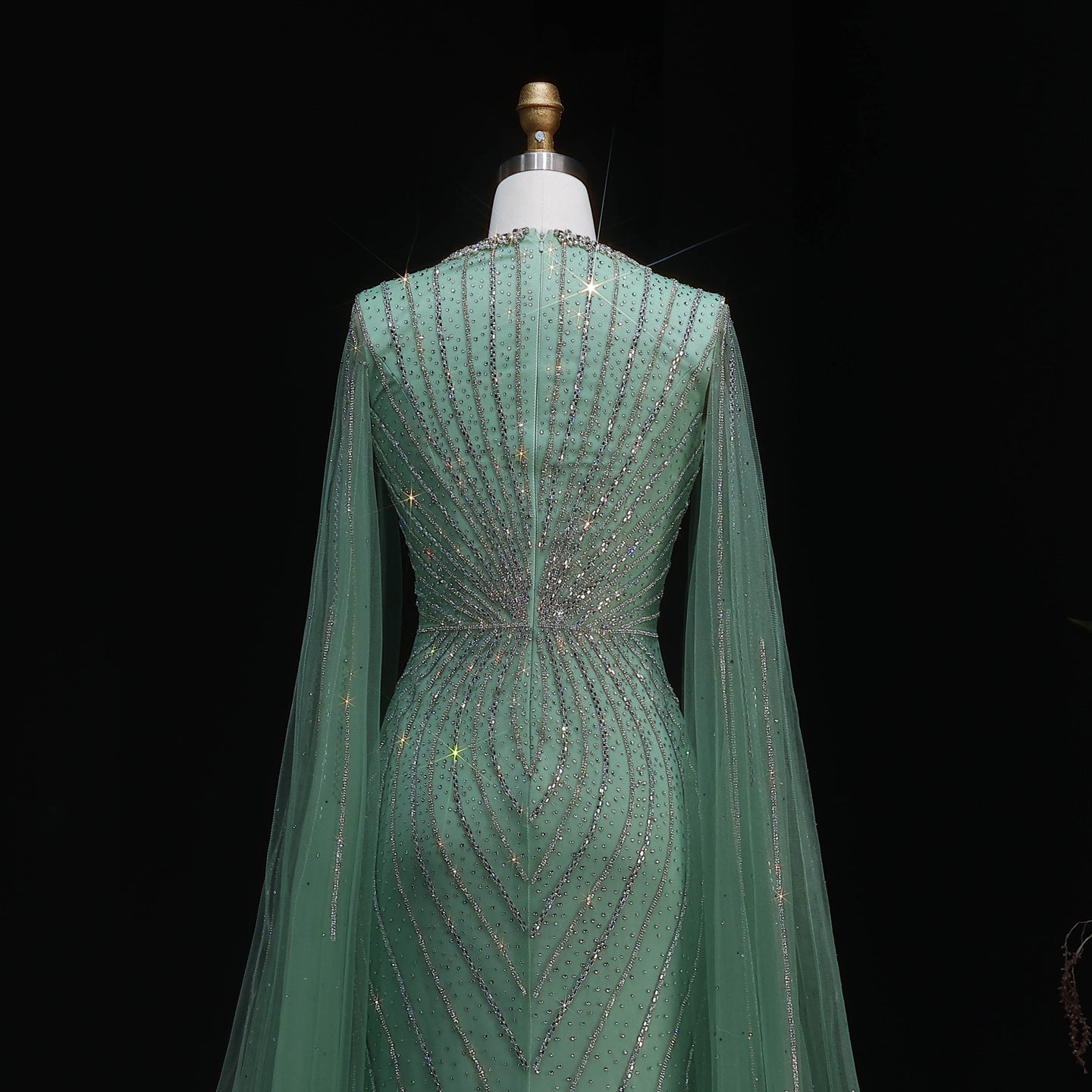 Elegant Pink Sweetheart Beaded Evening Dress with Cape Sleeve SS130